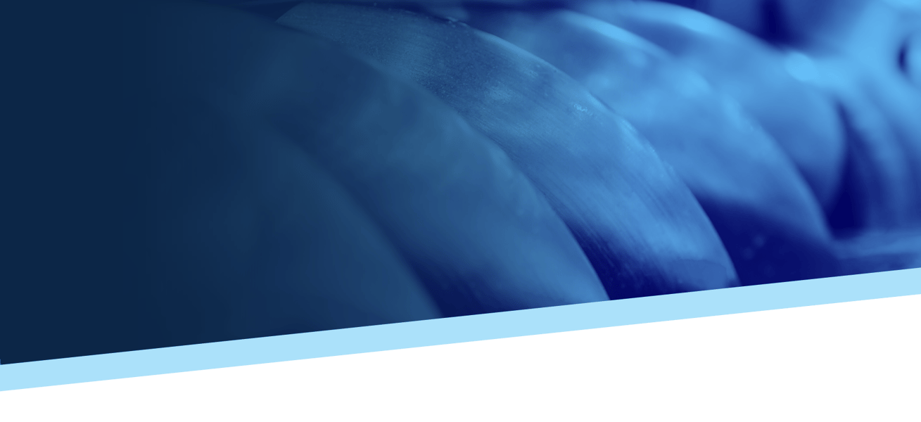 Rotary screw airend screw with a heavy dark blue gradient overlay